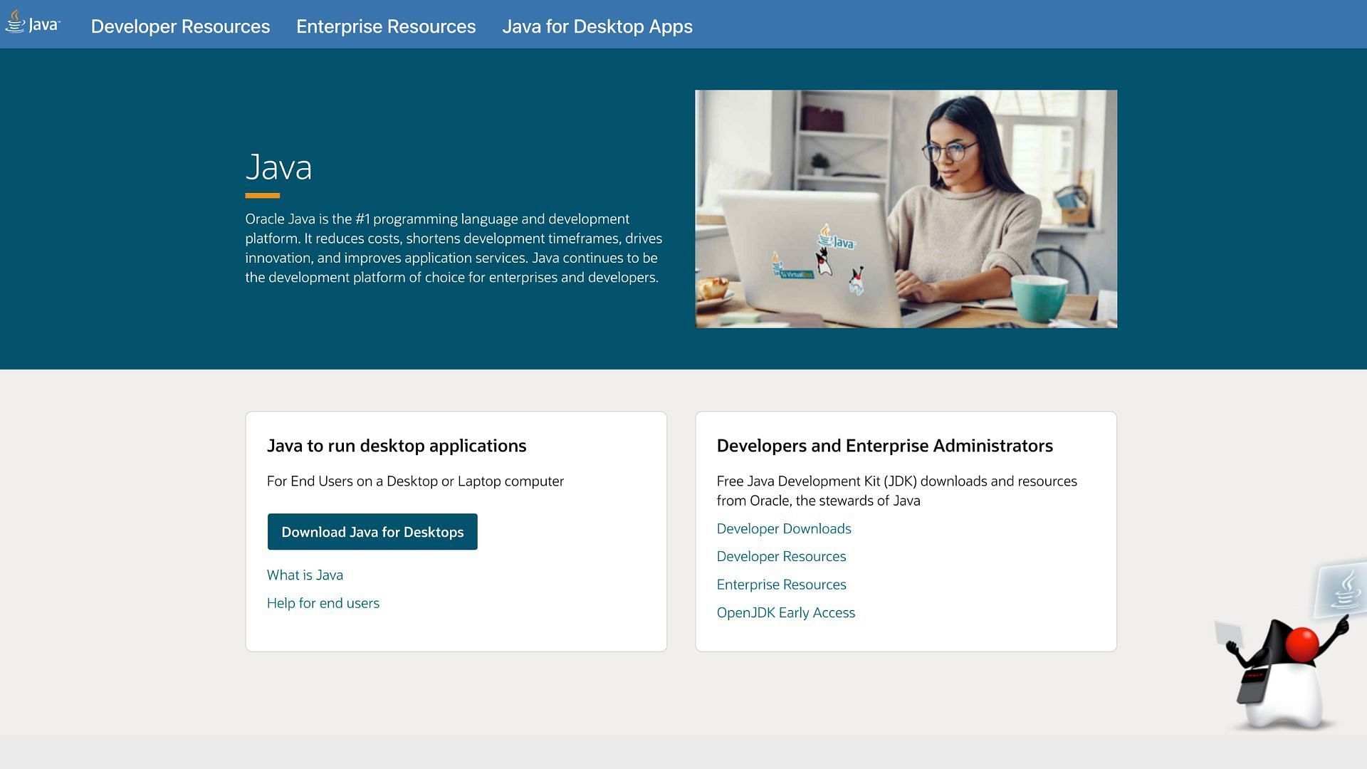 Java can be installed from the official website (Image via Java)